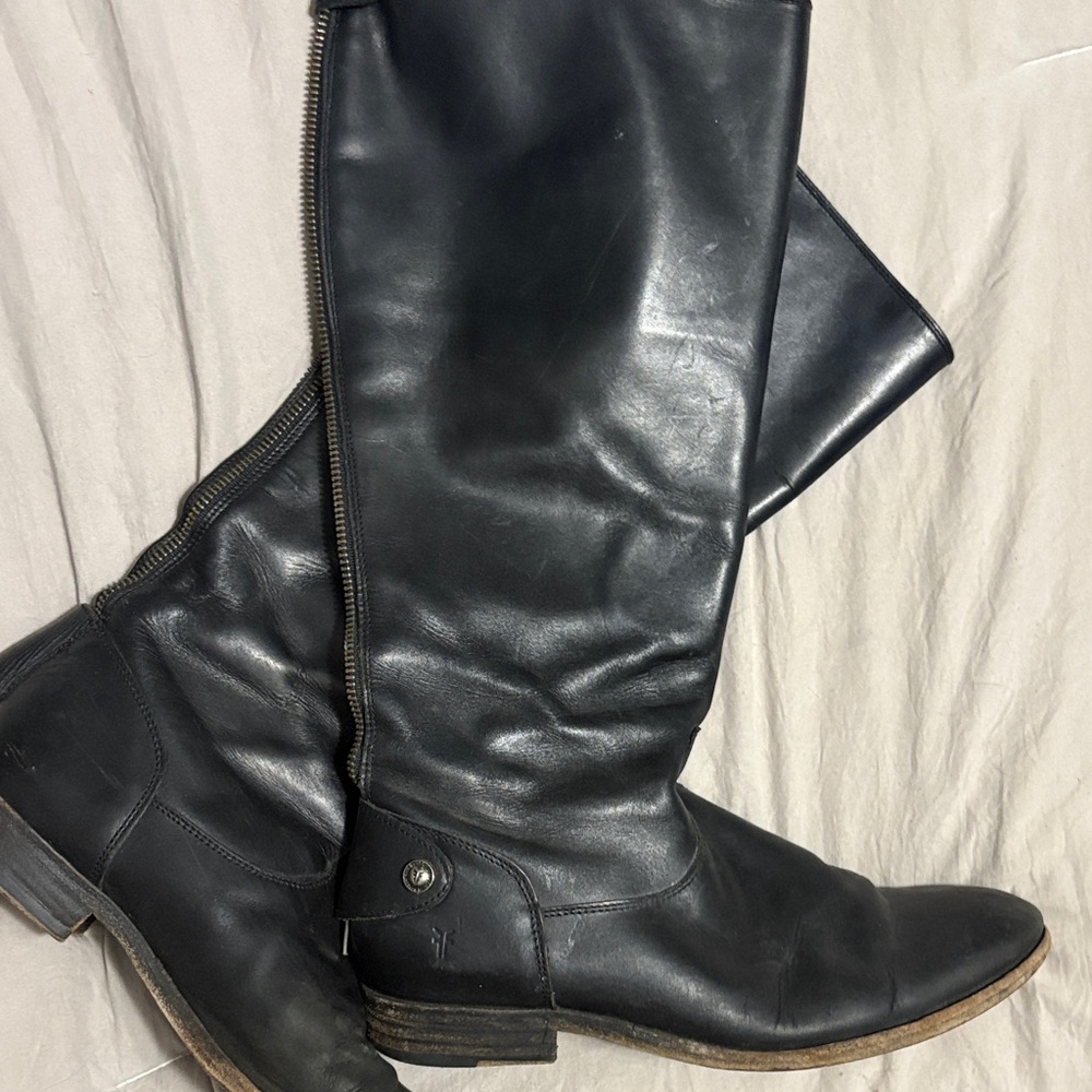 Frye Black Leather Riding Boots
